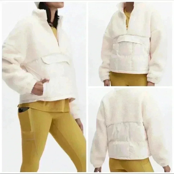 FABLETICS Nelly Mixed Media Half Zip Sherpa Pullover Jacket Quilted Size Small - Picture 1 of 5